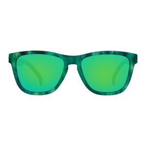 Cassette Easy Livin' Sunglasses (Amazonian Tortoise, Polarized Green Mirror Lens)